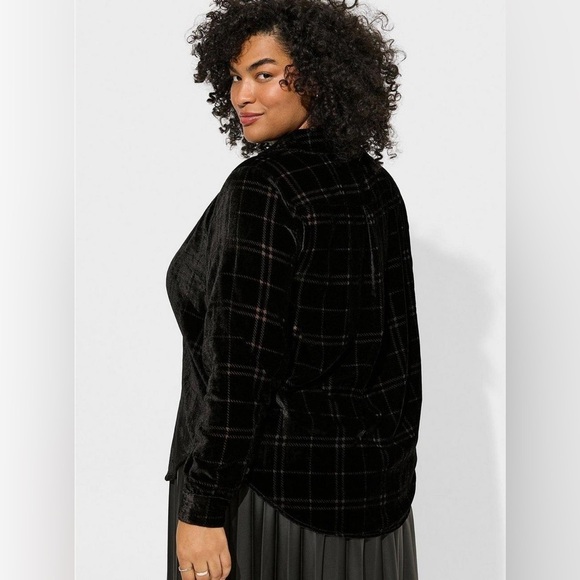 Torrid Madison Velvet Burnout Button Up Shirt - Picture 2 of 10